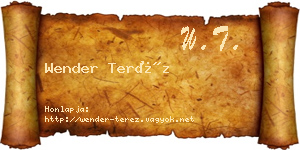 Wender Teréz névjegykártya